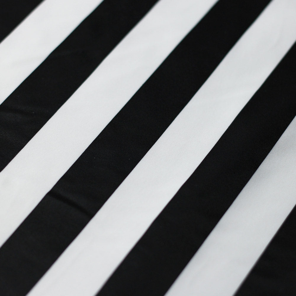 Classic Tricot Stripes Polyester Spandex Fabric - Wide Stripe Print, Black/White, Navy/White, Red/White, Turquoise/White, 58/60" Width (1 Yard)