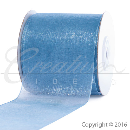 2 3/4"Plain Organza Sheer Ribbons - 25 Yards (Antique Blue)