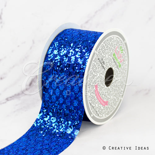 2" Glitter Oval Net Ribbon-10 Yds (Royal Blue)