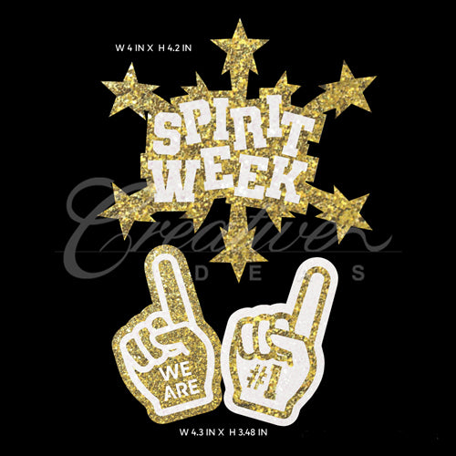 2 Pcs #1 & Spirit Week Decal-Set (Gold)