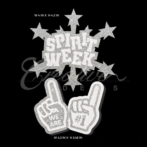 2 Pcs #1 & Spirit Week Decal-Set (Silver)