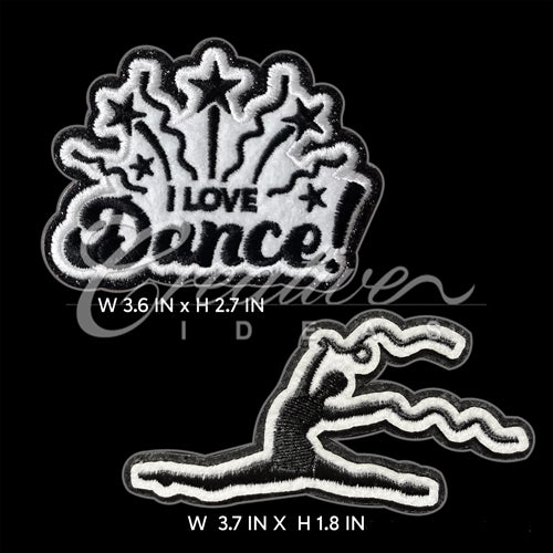 2 Pcs I Love Dance! Patches-Set (White/Black)