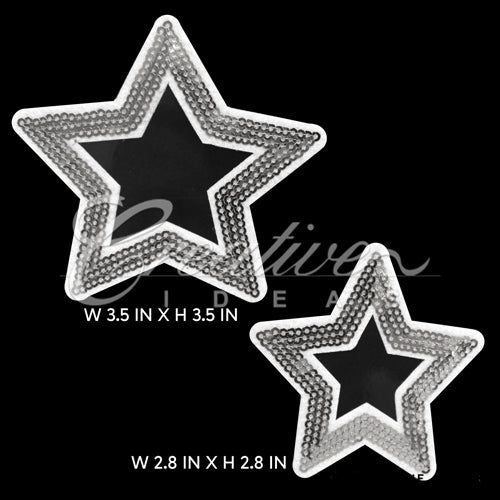 2 Pcs Sequin Stars Patches-Set (Silver)