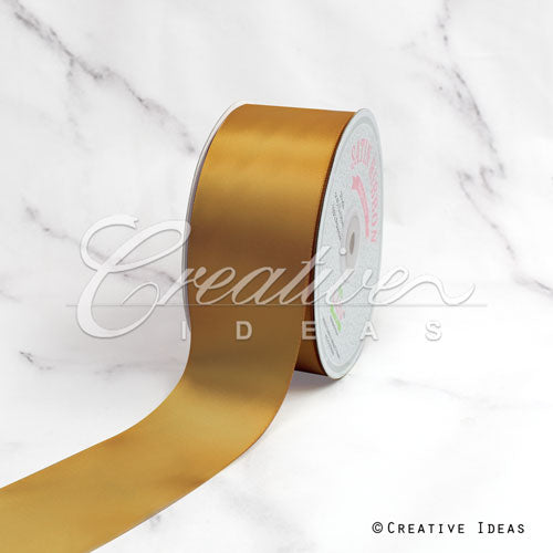 2" Single Face Satin Ribbon - 50 Yards (Antique Gold)
