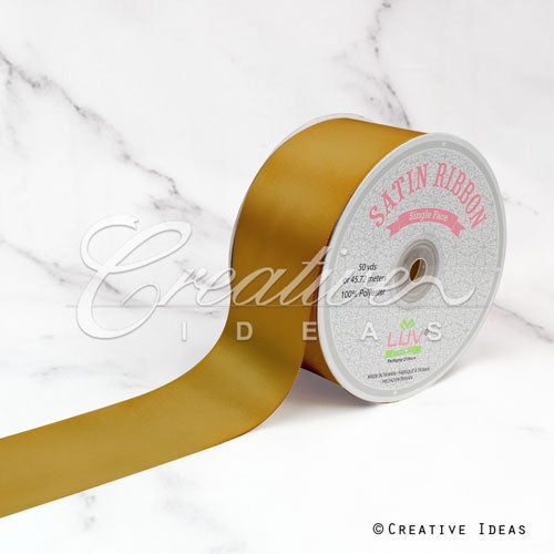 2" Single Face Satin Ribbon - 50 Yards (Antique Gold)