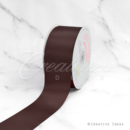 2" Single Face Satin Ribbon - 50 Yards (Brown)