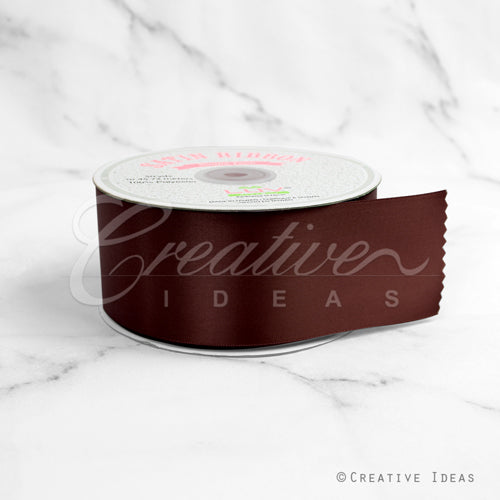 2" Single Face Satin Ribbon - 50 Yards (Brown)