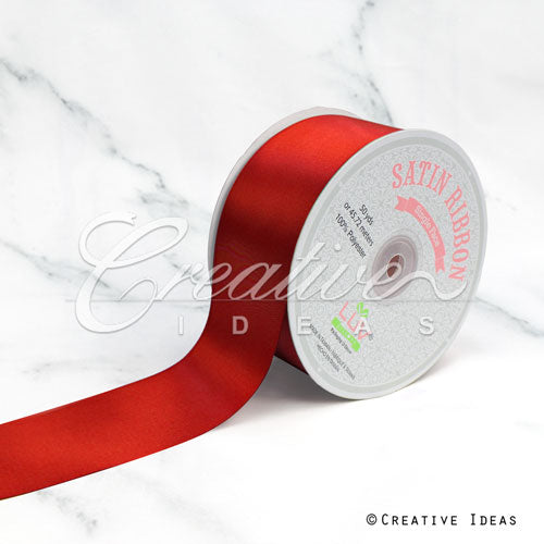 2" Single Face Satin Ribbon - 50 Yards (Red)