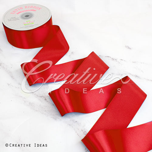 2" Single Face Satin Ribbon - 50 Yards (Red)