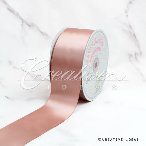 2" Single Face Satin Ribbon - 50 Yards (Rose Gold)