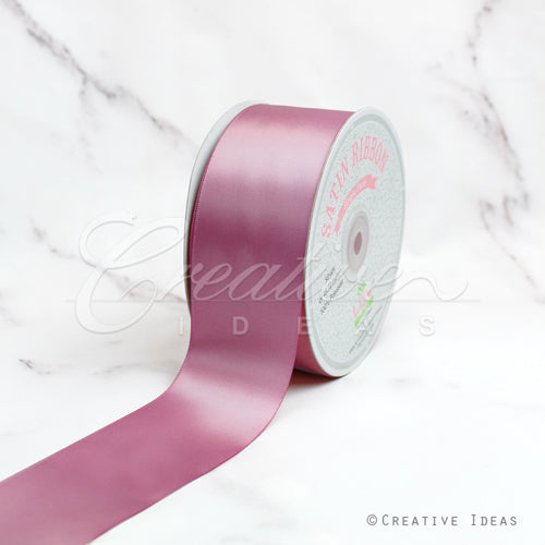 2" Single Face Satin Ribbon - 50 Yards (Rosy Mauve)