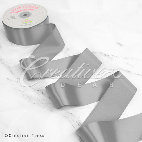 2" Single Face Satin Ribbon - 50 Yards (Silver)