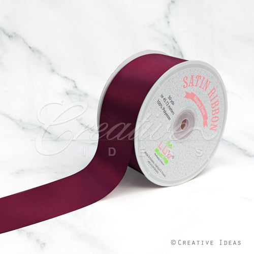 2" Single Face Satin Ribbon - 50 Yards (Wine)