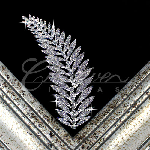 7 1/2" X 2 1/2" Flower Teardrop Rhinestone Applique-Pc (Silver)