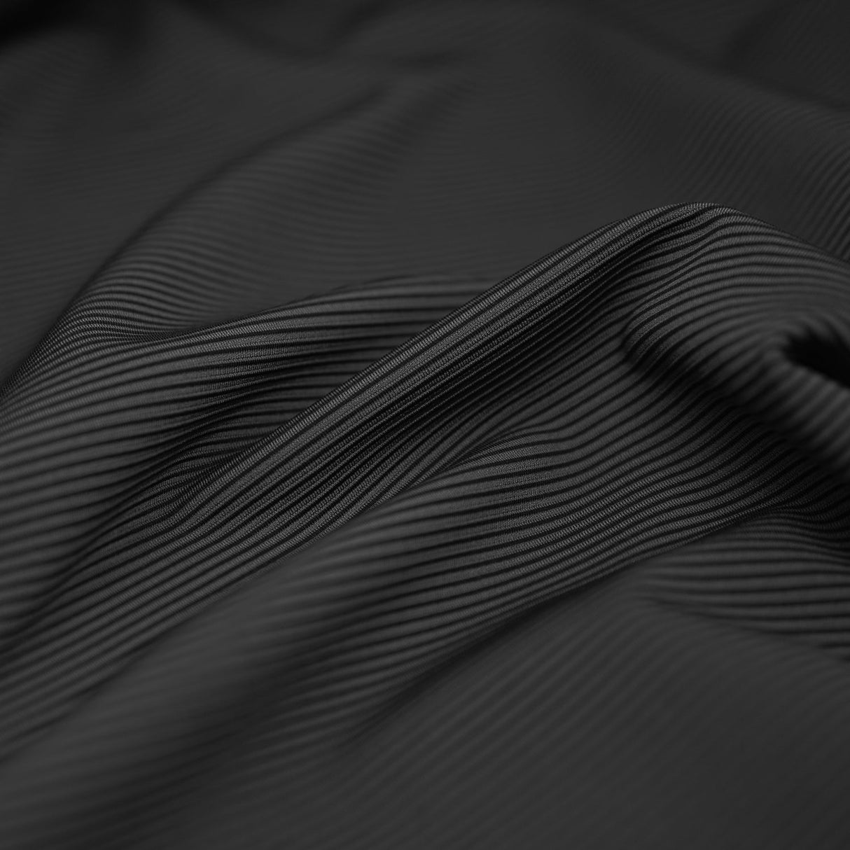 Two Tone Stretch Rib Knit Polyester Spandex Fabric - Black/Charcoal, Ribbed Texture, 59/60" Cut Width, 57" Usable Width (1 Yard)