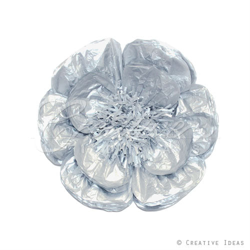 20" Metallic Tissue Scallop Flowers-Pc (Silver)