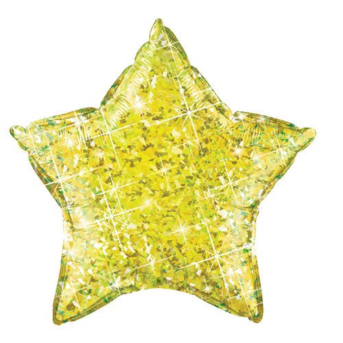 Foil Balloon 20 Inch Star Holographic Yellow
