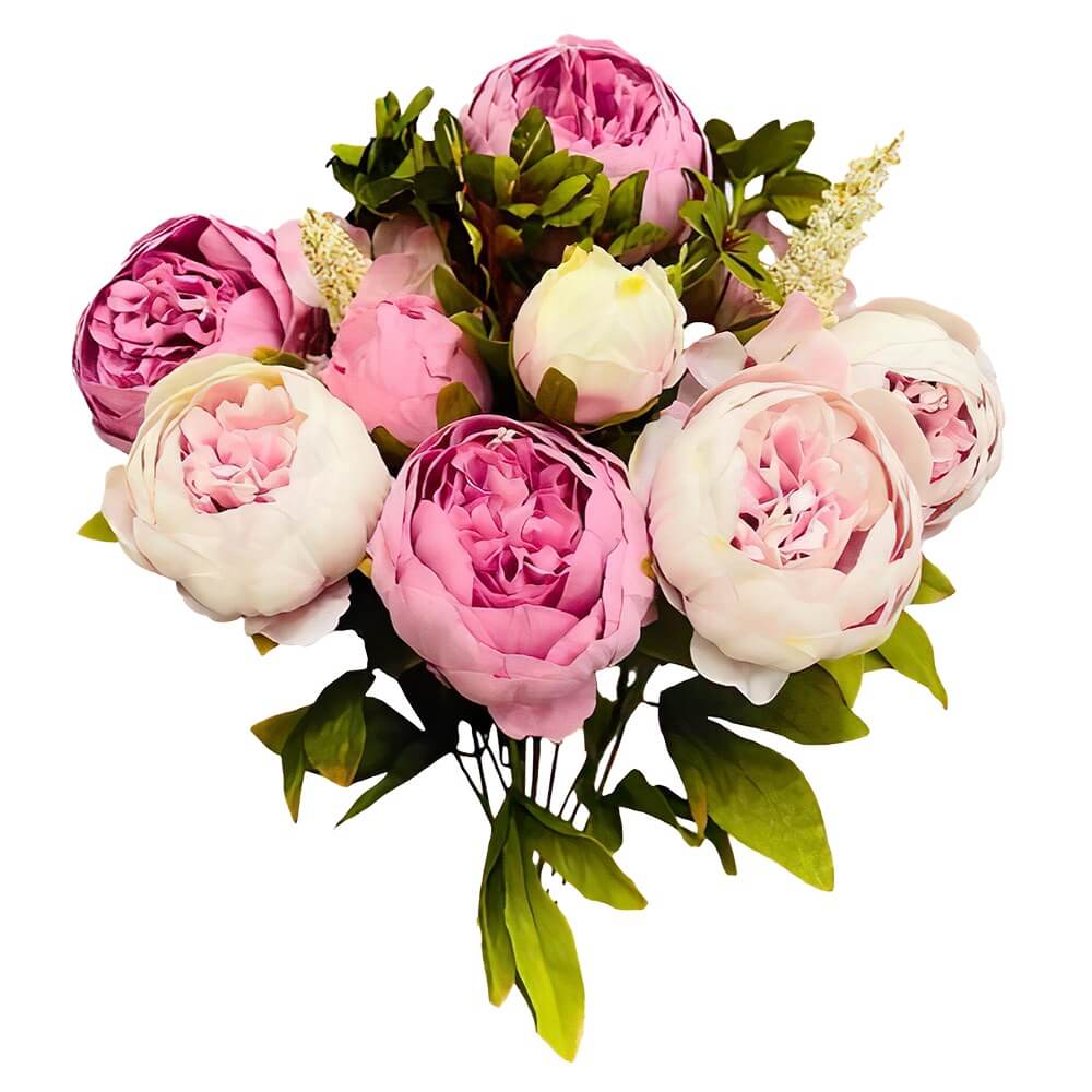 Silk Flowers Victorian Peony Bush Lavender & Cream