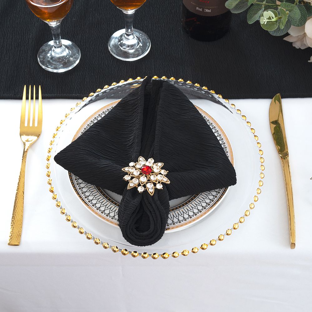 Crinkle Scuba Dinner Napkins 20x20 Black