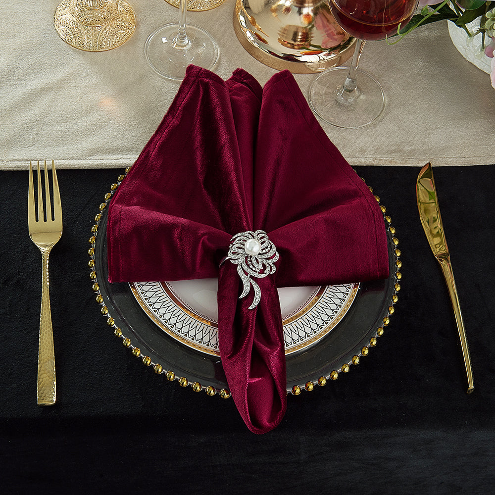 Velvet Dinner Napkins 20x20 Burgundy