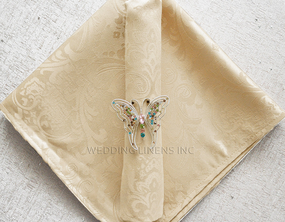 10 Piece Pack Floral Damask Jacquard Polyester Napkins (240 GSM)