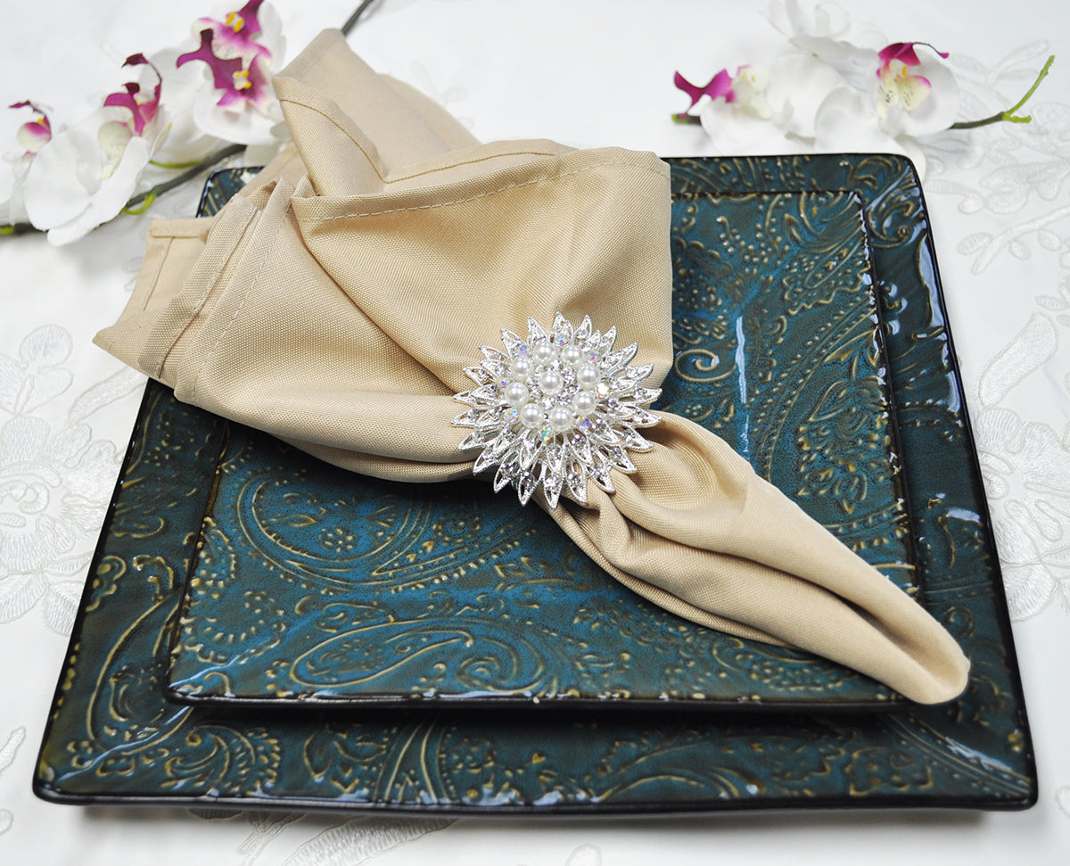 Premium Polyester Dinner Napkins 20x20 Champagne