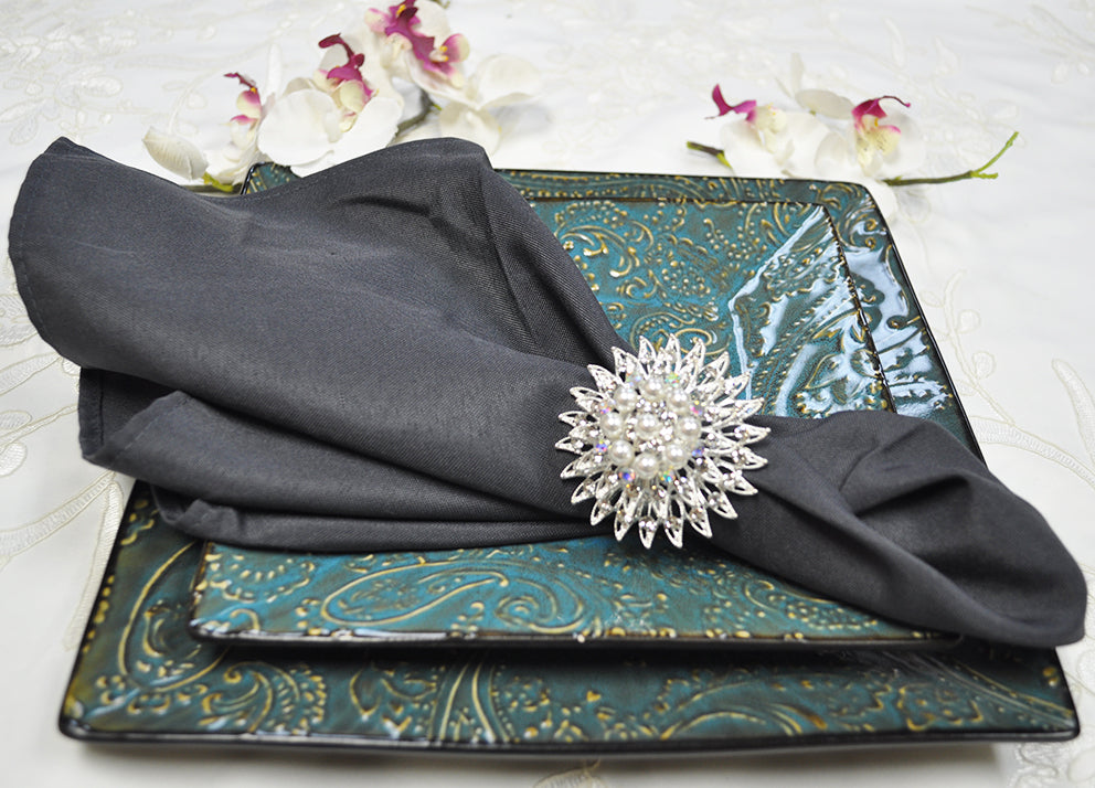 Polyester Dinner Napkins 20x20 Pewter/Charcoal