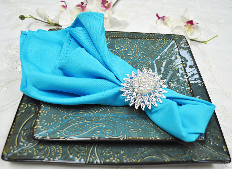 Premium Polyester Dinner Napkins 20x20 Turquoise