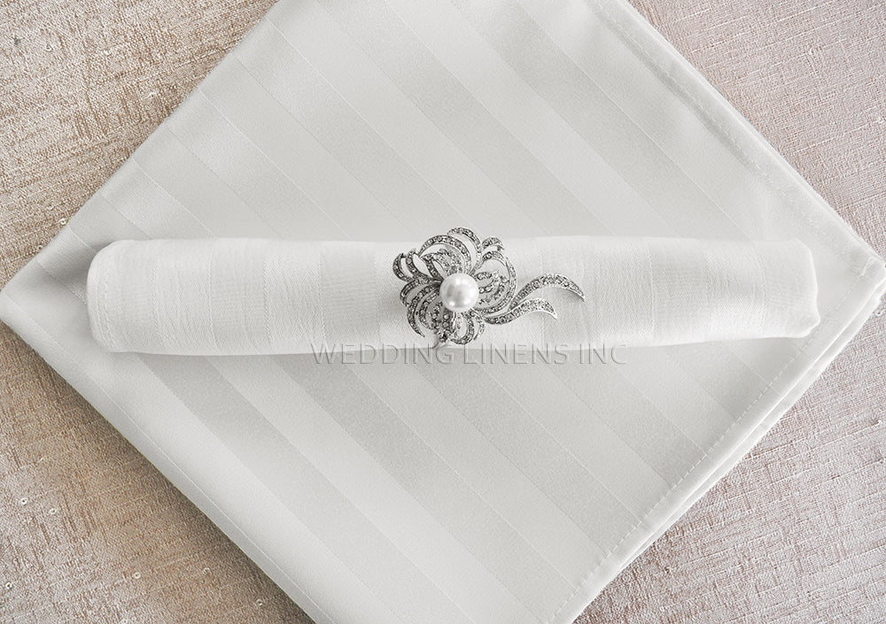 Cloth Dinner Napkin Sample 20x20 Striped Jacquard Polyester White