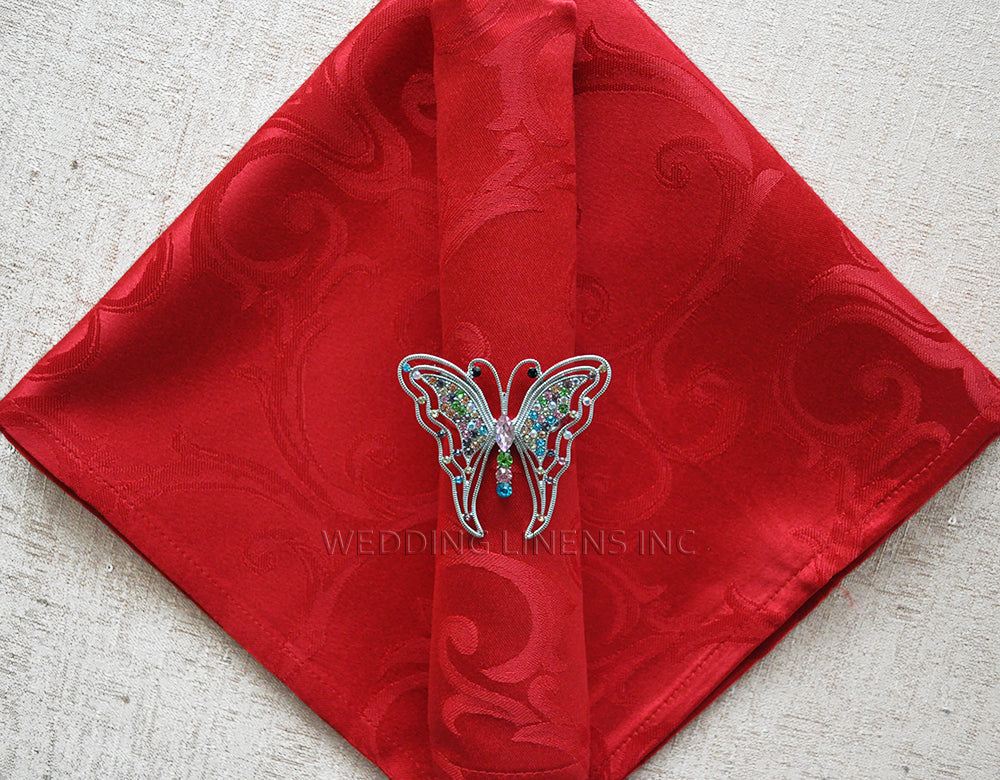 Cloth Dinner Napkins Versailles Chopin Damask Polyester 20x20 Apple Red