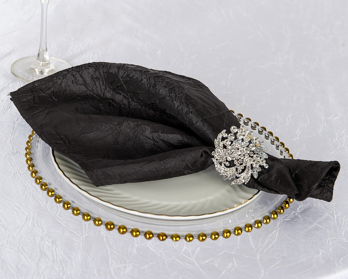 Crushed Taffeta Dinner Napkins 20x20 Black