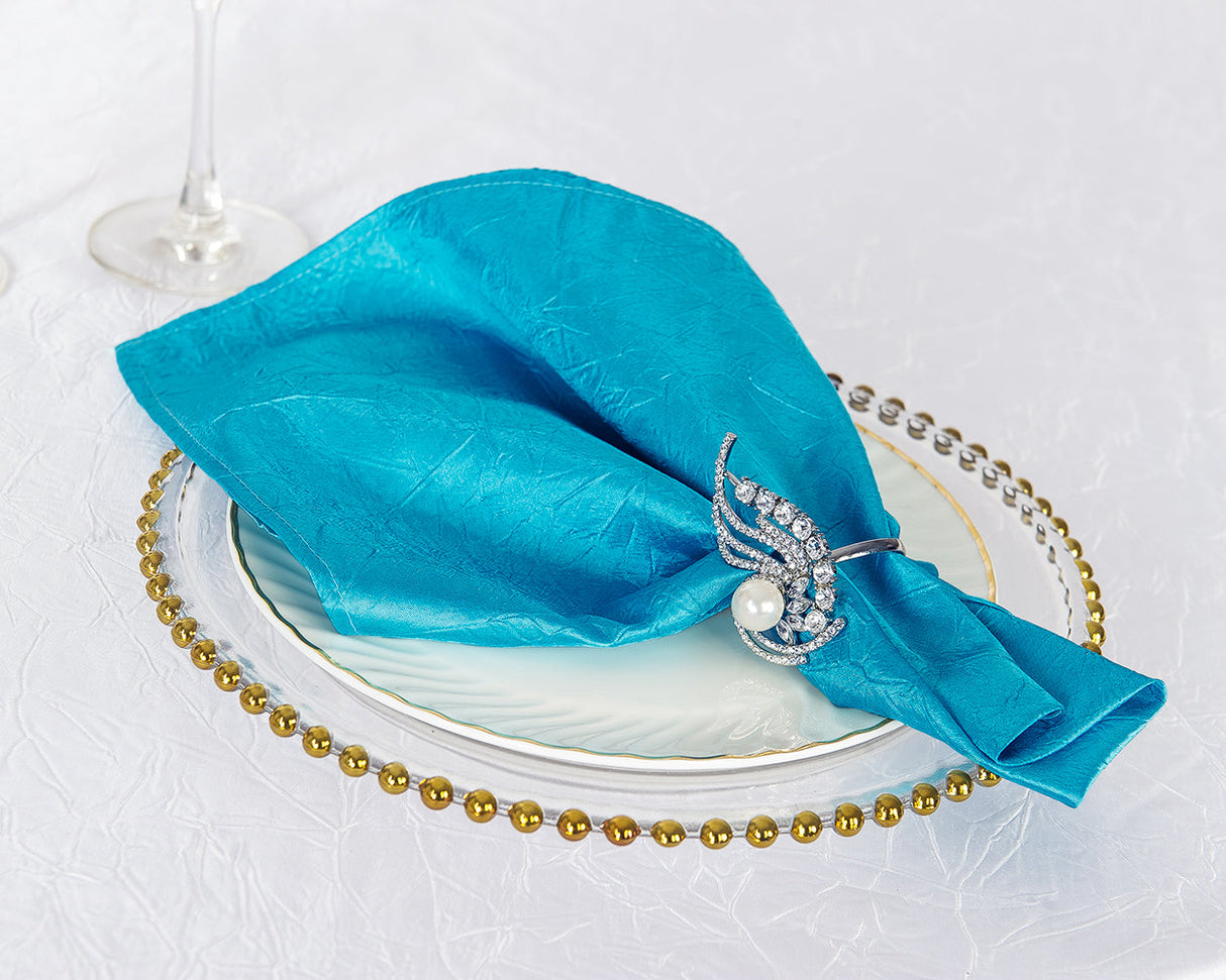 Crushed Taffeta Dinner Napkins 20x20 Turquoise