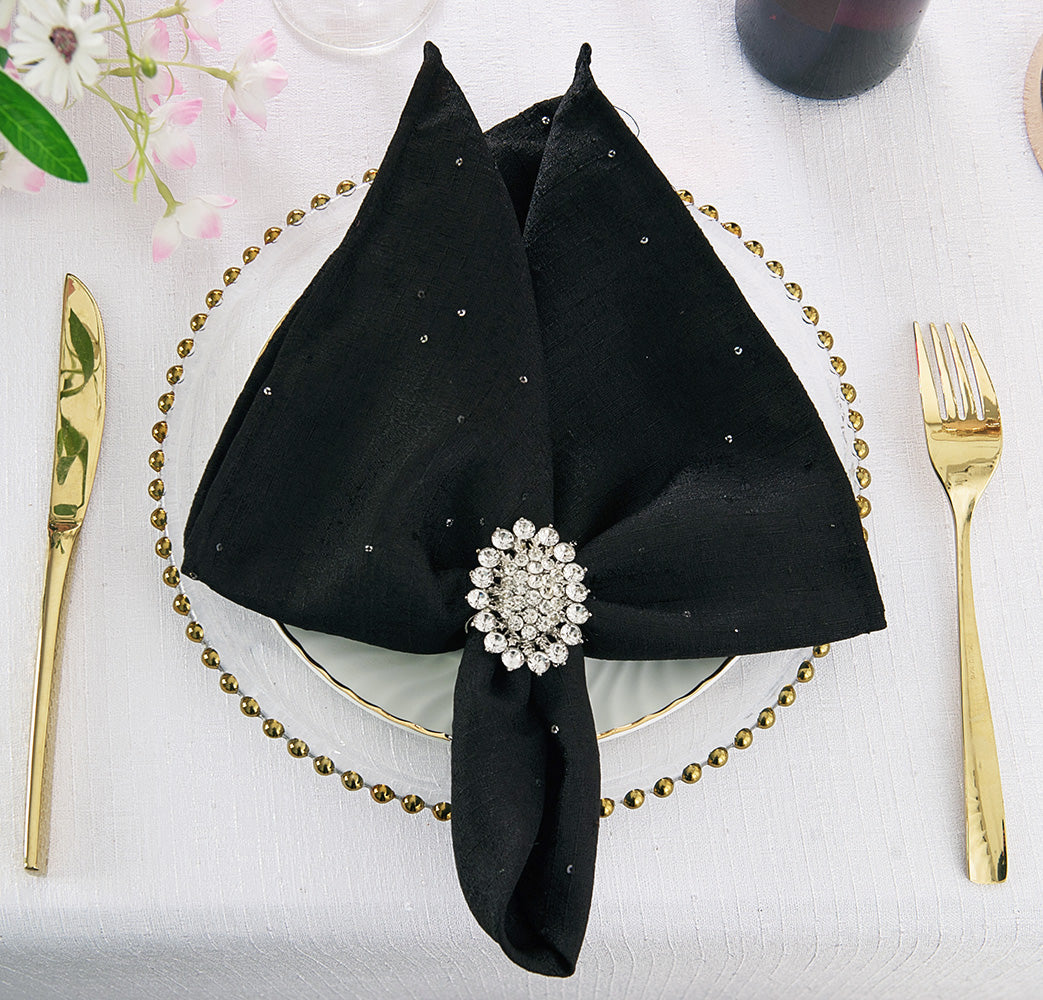 Sequin Paillette Poly Flax Burlap Napkins