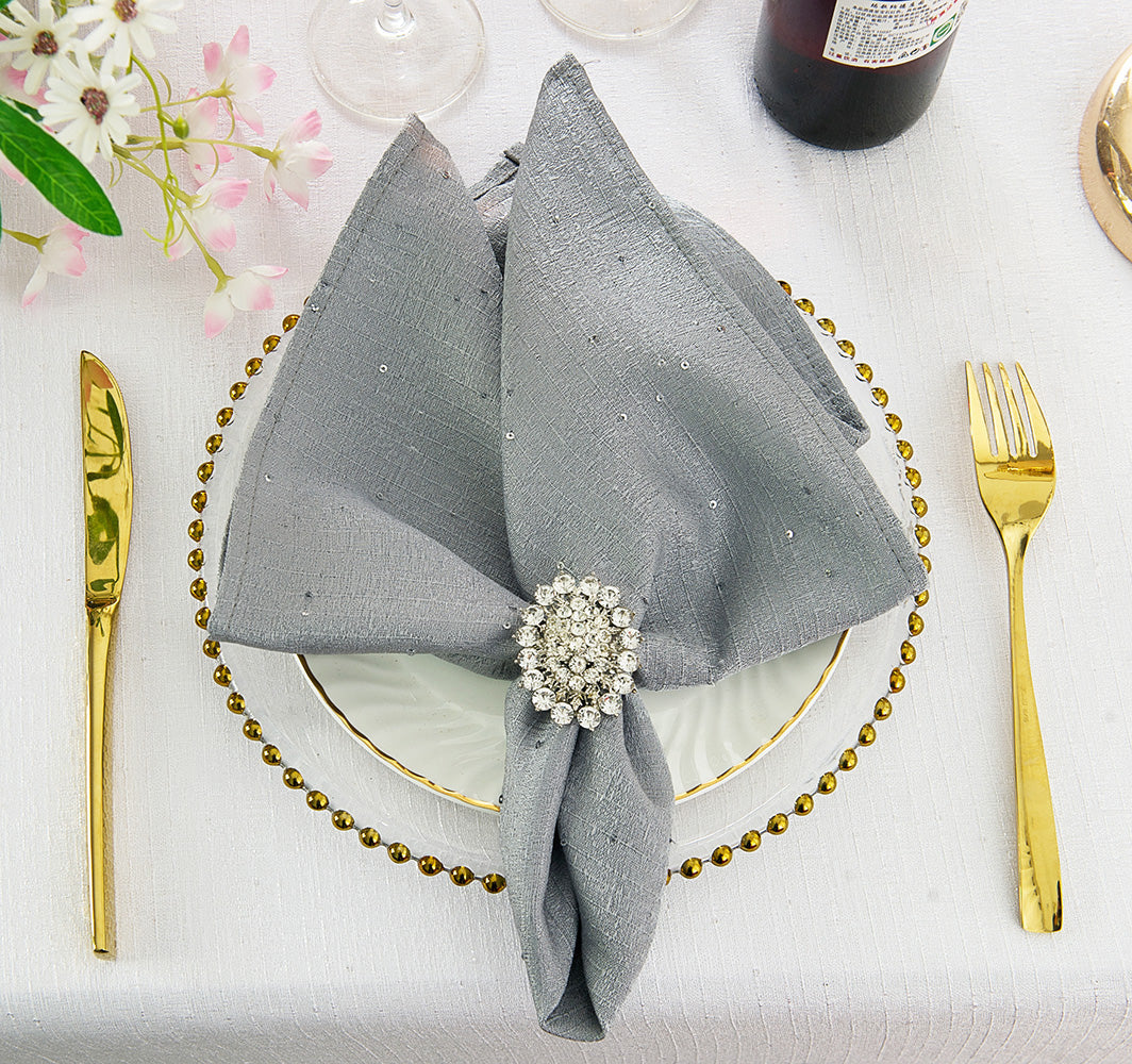 Sequin Paillette Poly Flax Burlap Napkins