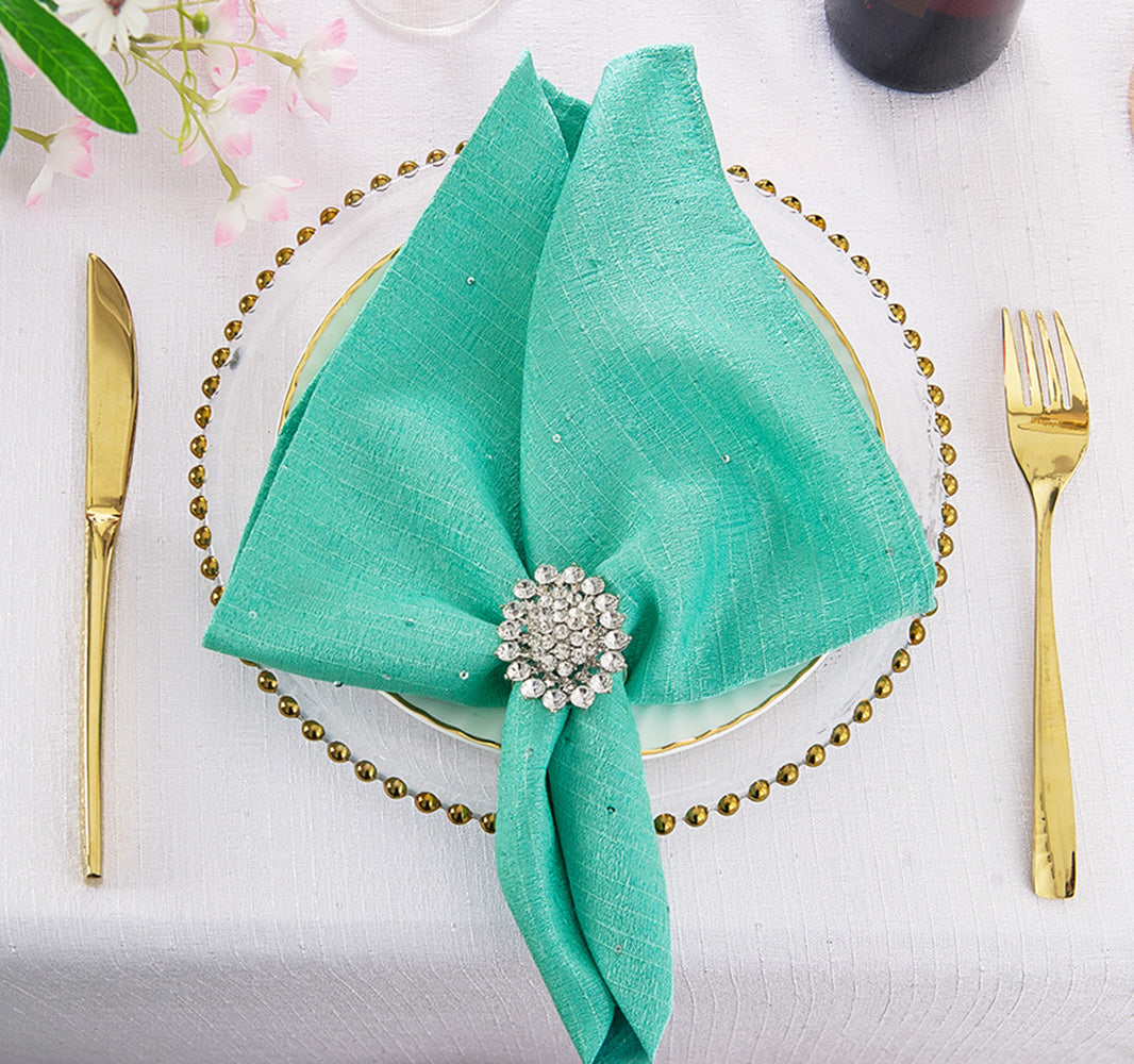 Sequin Paillette Poly Flax Burlap Napkins
