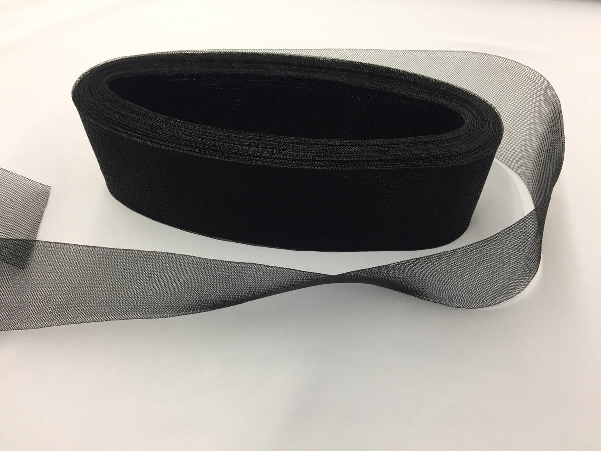 Crinoline Horsehair Braid Trim Polyester Fabric - Black, 4" Width (20 Yards)