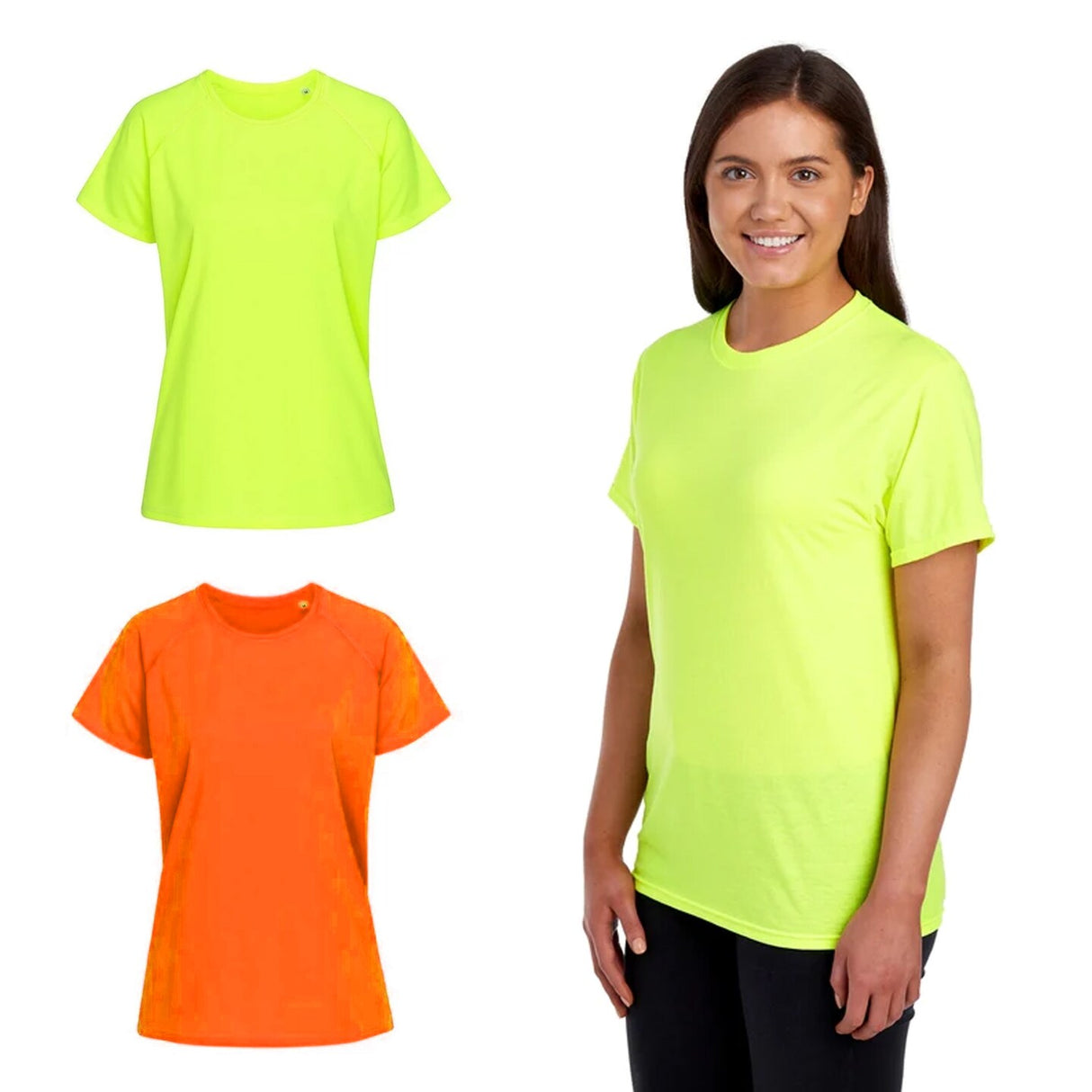RADYAN® Short Sleeve Safety Crewneck T Shirt with High Visibility for Work Comfort Fit