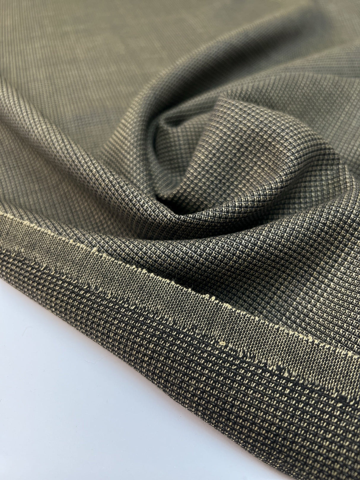 Wool Tweed Green Black Checked