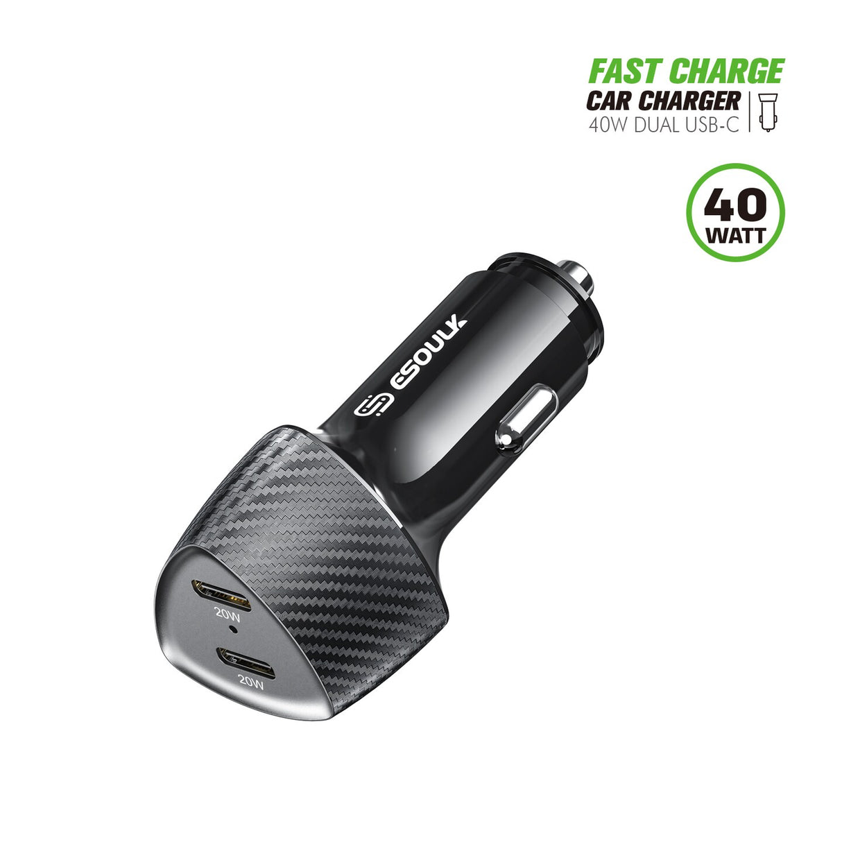 40W Dual Type-C Port Fast Car Charger (6/36) - 2 COUNT