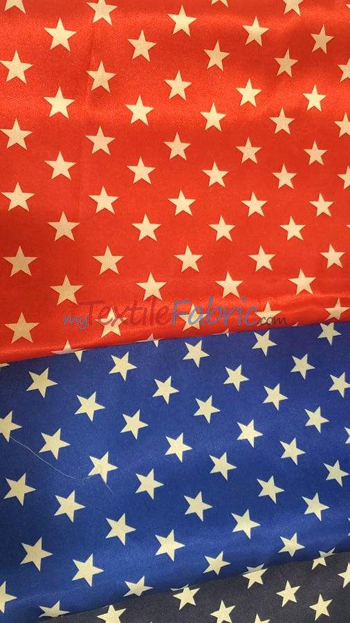 American Star Satin Polyester Fabric - American Flag Print, Red, Navy Blue, And Blue, 58/60" Width (1 Yard)