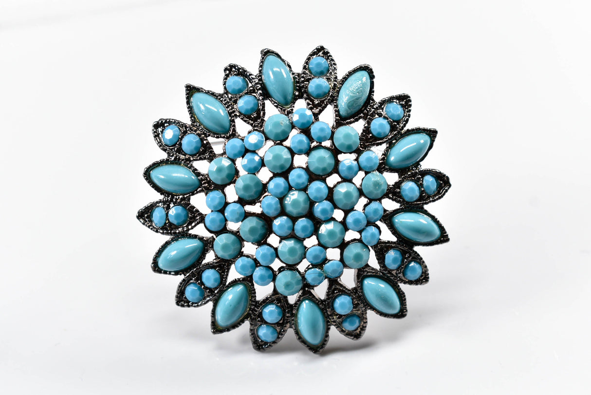 Brooch Turquoise Rock Pin Vintage 2.25"