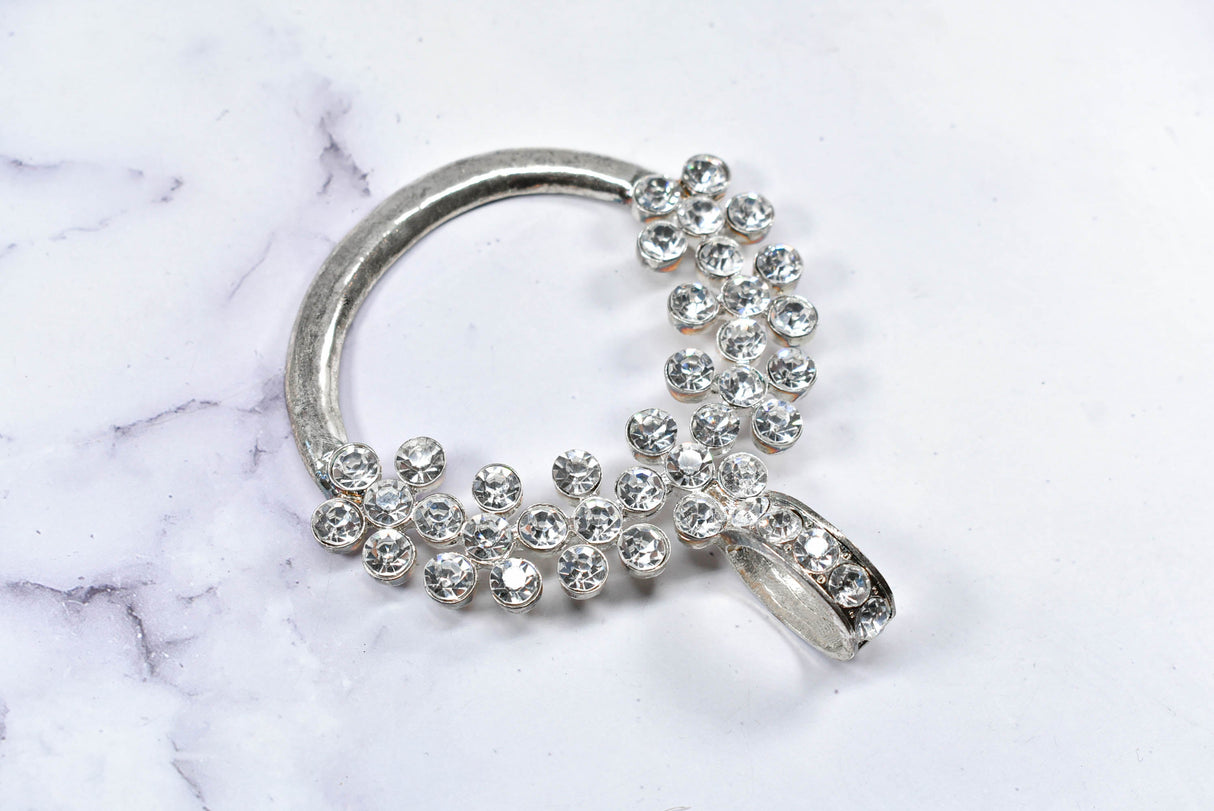 Rhinestone Connector Circular Vintage Silver 4.5in
