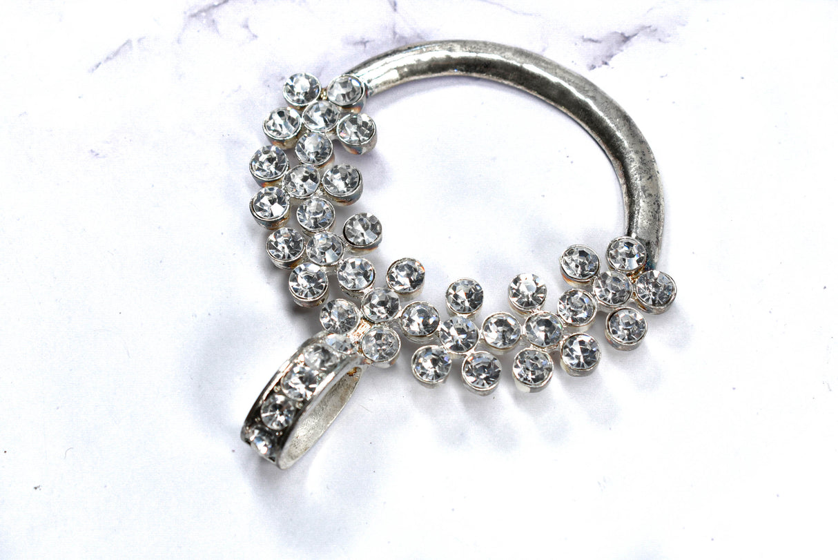 Rhinestone Connector Circular Vintage Silver 4.5in