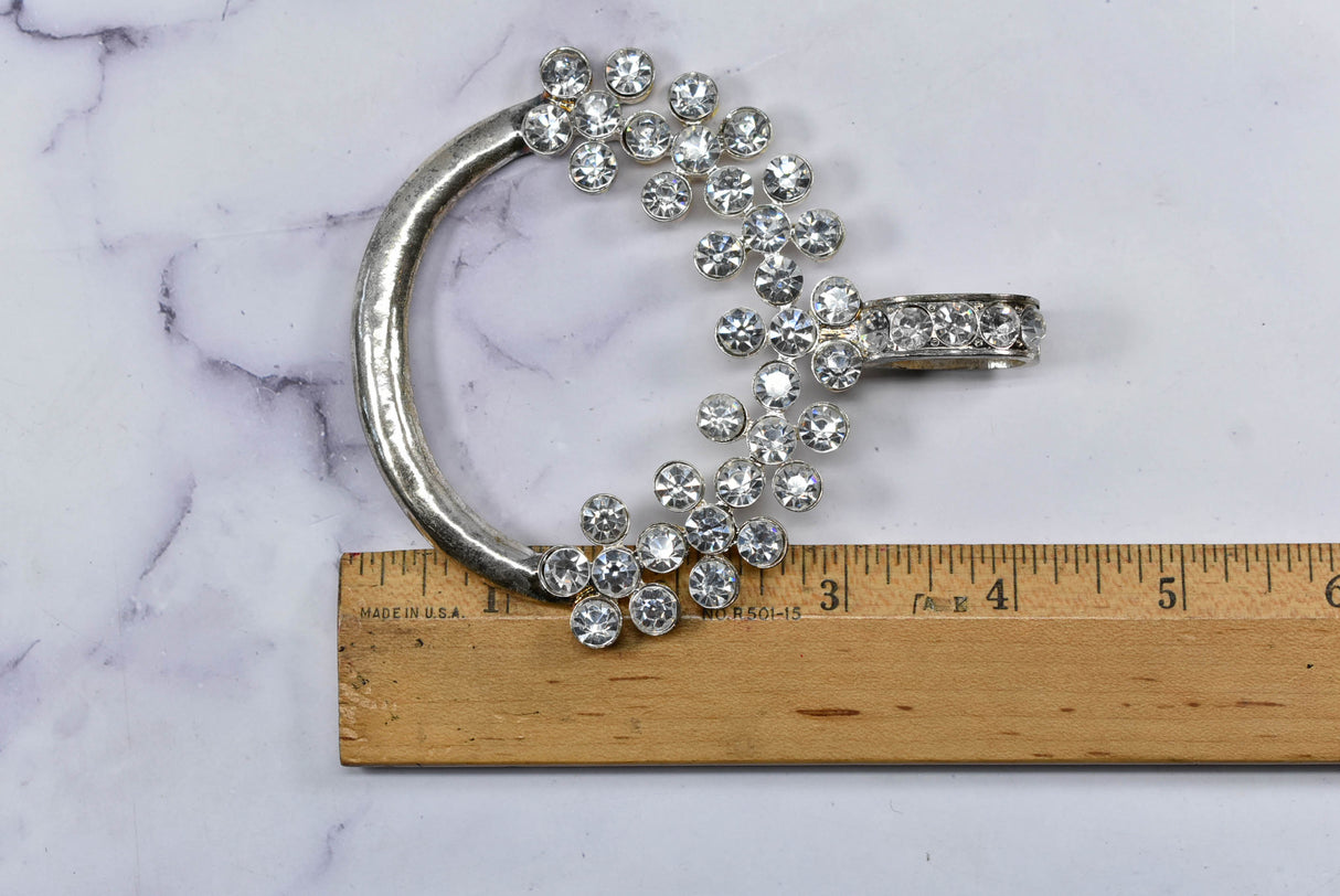 Rhinestone Connector Circular Vintage Silver 4.5in