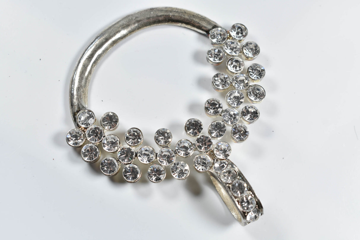 Rhinestone Connector Circular Vintage Silver 4.5in