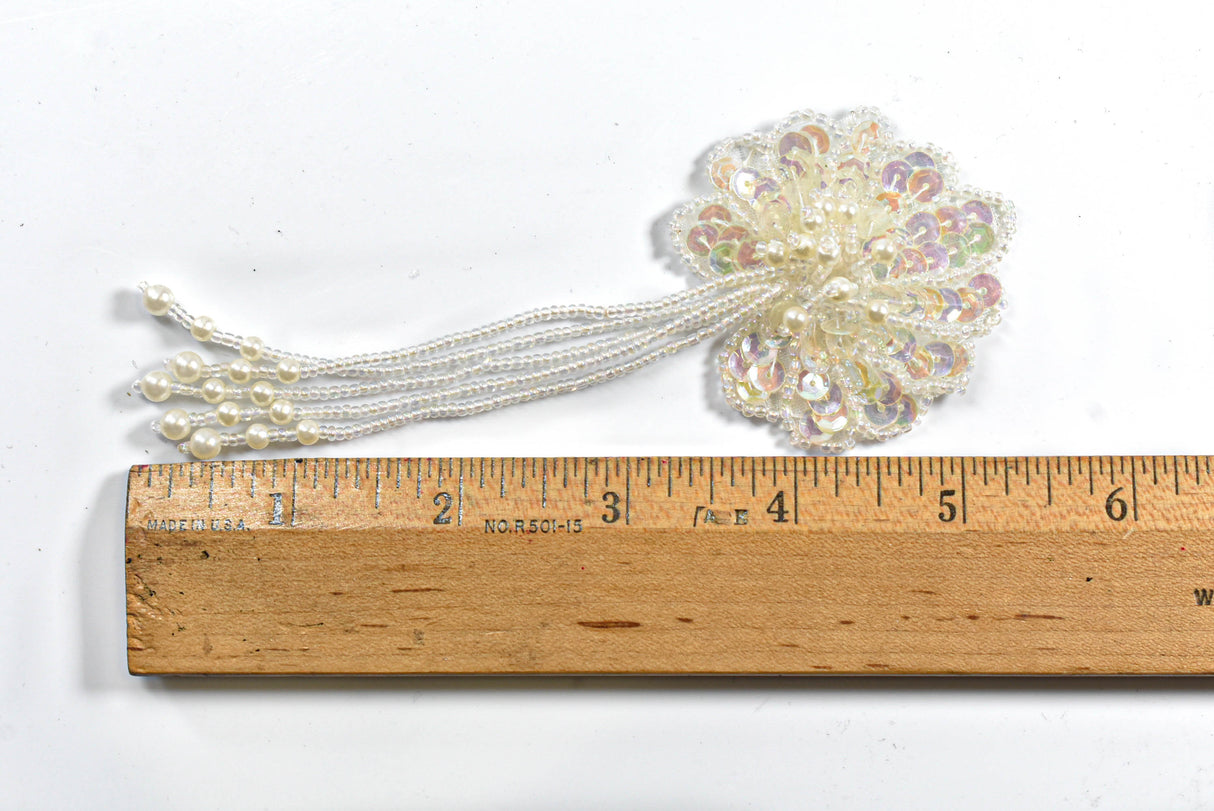 Sequin Flower Applique with Pearls
