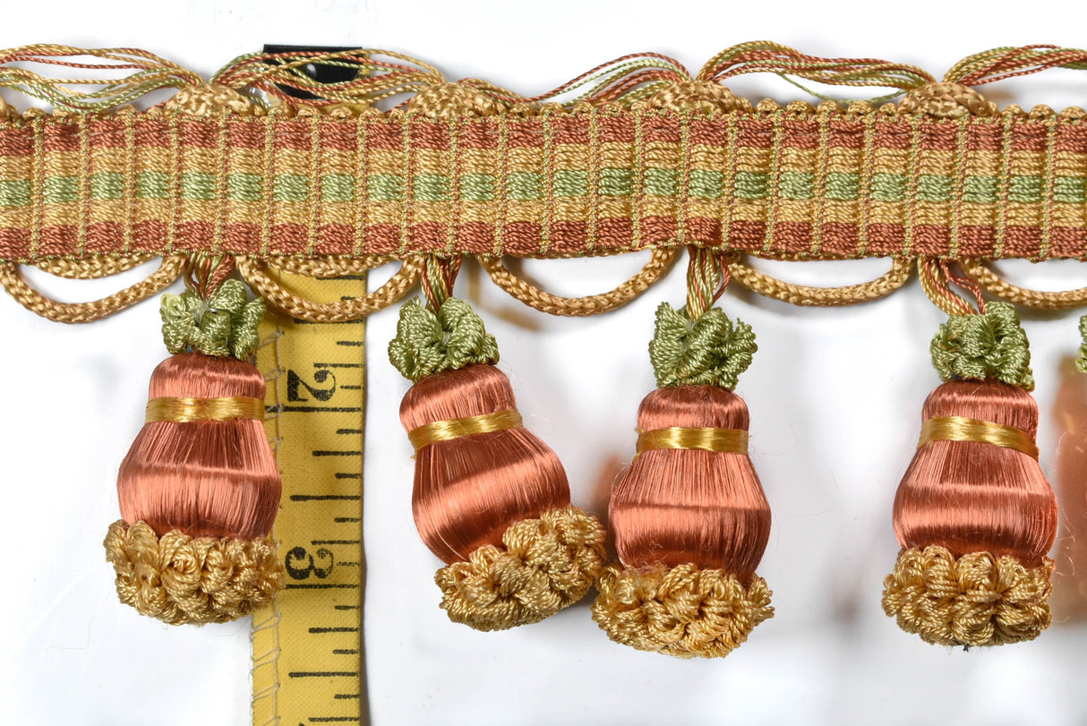 Tassel Fringe Trim Beaded Gold