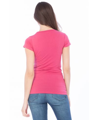 Lucky And Blessed Life 2632 Women's Fitted Round Neck Cotton Spandex Fabric - Rose (1 Piece)