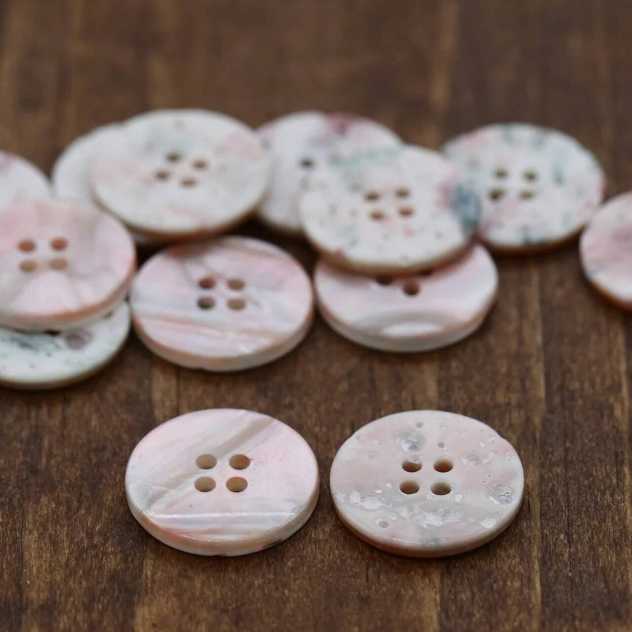 12 Pieces Faux Mermaid Shell Buttons 21mm 7/8", Clear Plastic 4-Hole Sewing Buttons