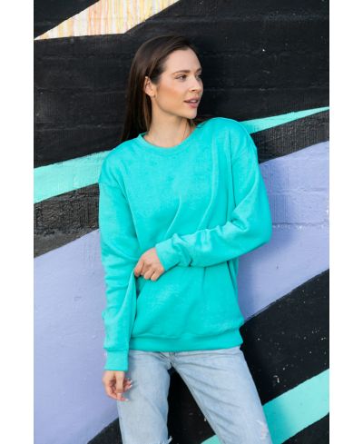 Lucky & Blessed Life 501 Cotton Polyester Sweatshirt - Turquoise, Unisex Sponge Fleece, Ribbed Cuff And Waistband (1 Piece)